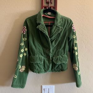 Vintage corduroy and embroidery flowers jacket